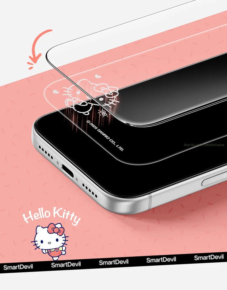 Sanrio Cute Off Screen Pattern Handyfolie Hellokitty My Melody Kuromi Cinnamoroll Pompompurin, anwendbar auf das Modell I-Phone 13-17 – Detail 14