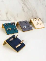 Fashion Ring Display Stand Multicolor Microfiber Earring Holder Velvet Metal Stud Earrings Jewelry Display Organizer Tray