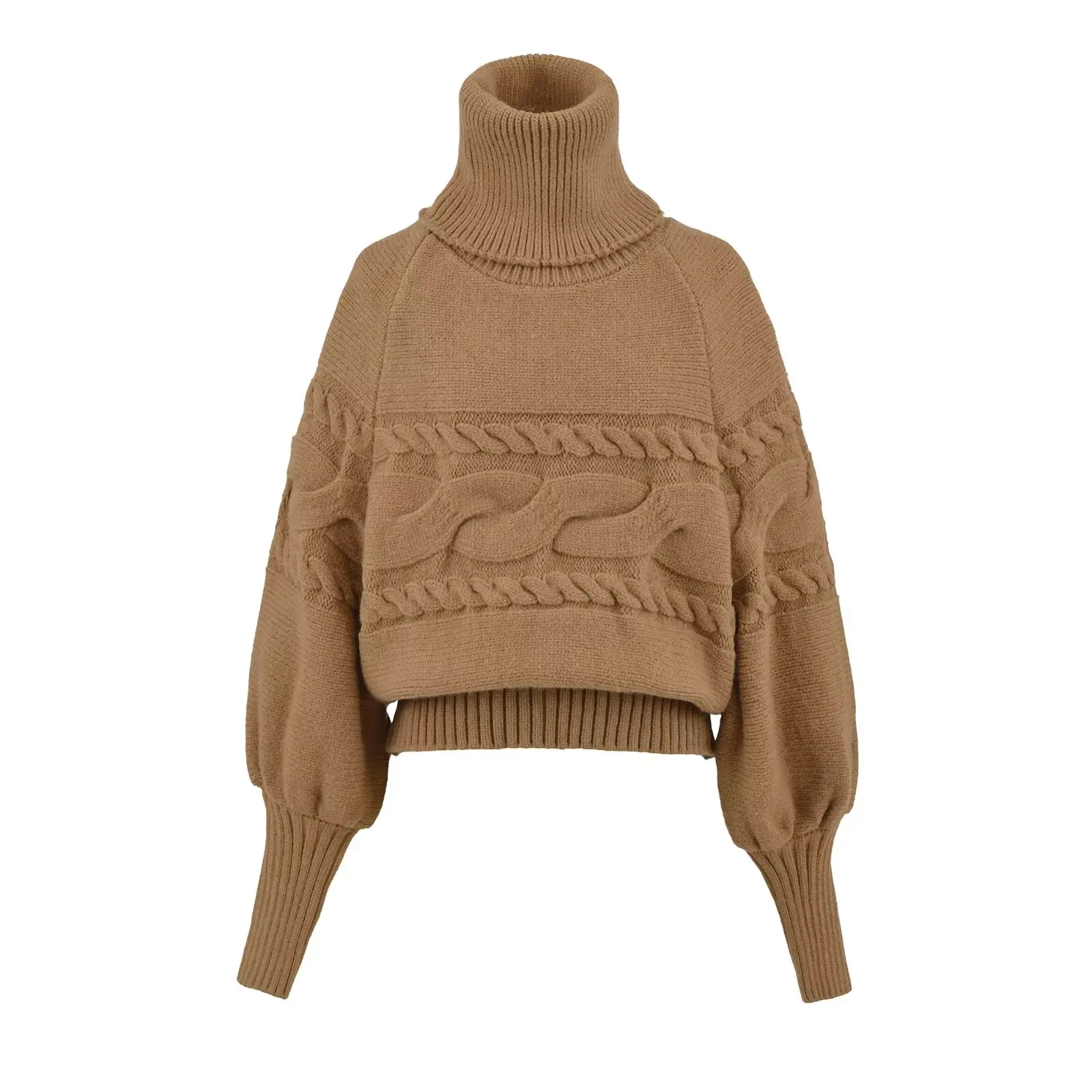 Luźny sweter z golfem damski jesienno-zimowy dwuczęściowy zestaw z odpinanym szalikiem Sensation ey dzianinowy top