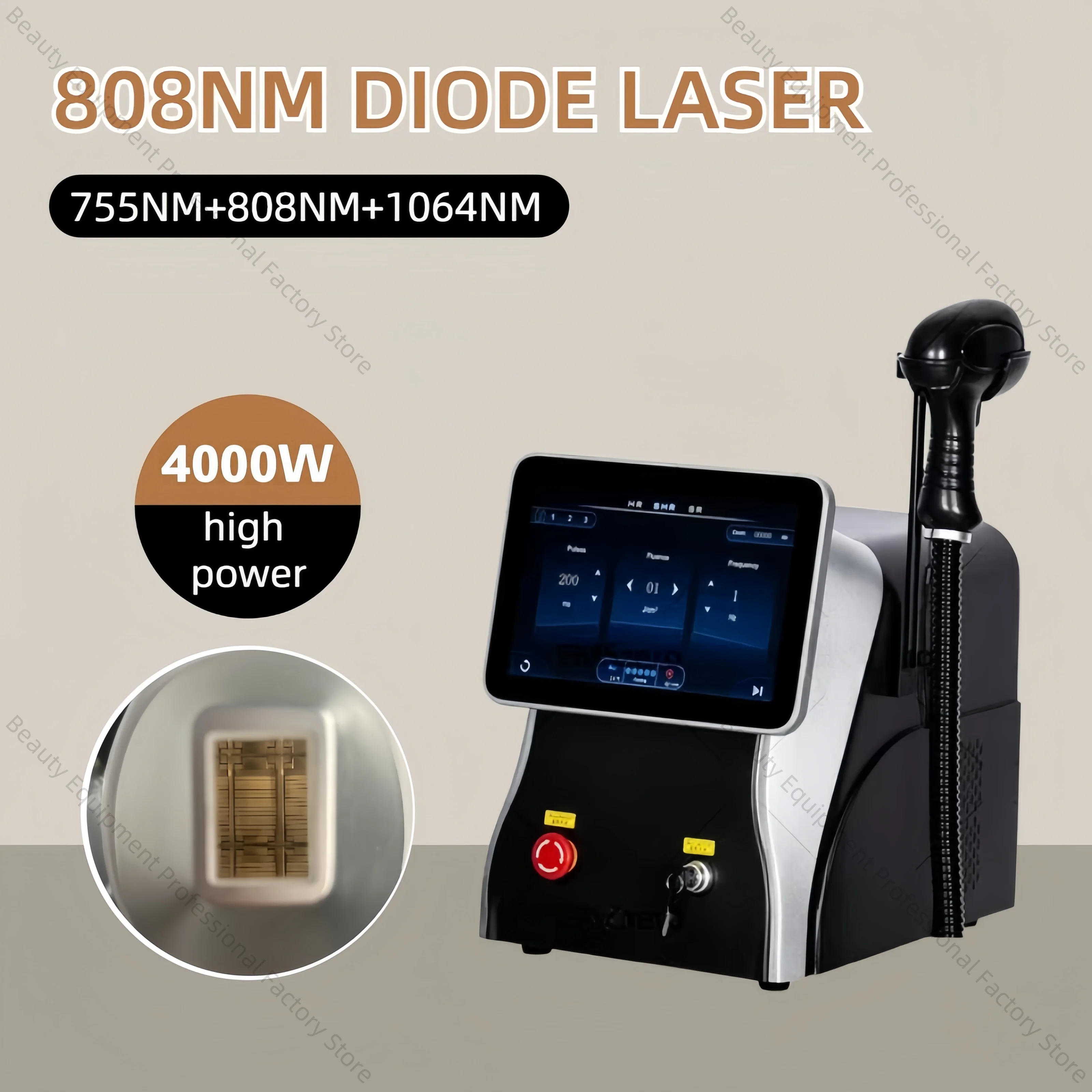 

Диодный лазер 4000 Вт 808 755 808 1064 Профессиональный аппарат для удаления волос на всем теле Охлаждающая ручка Безболезненное удаление волос Салон красоты