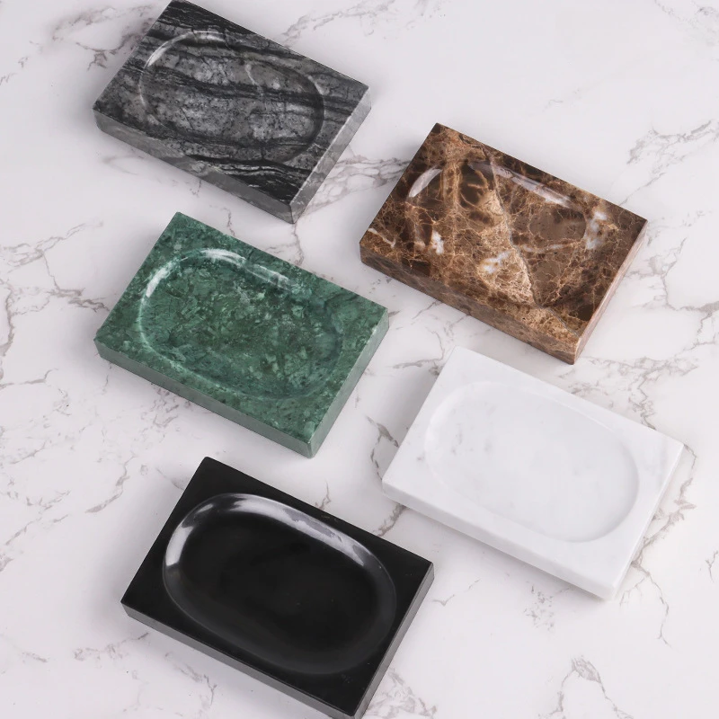 

1pc Marble Square Circular Soap Dish Bathroom Accessories Home Furnishings Drainage Storage Rack Toilet Accessories Soap Holder