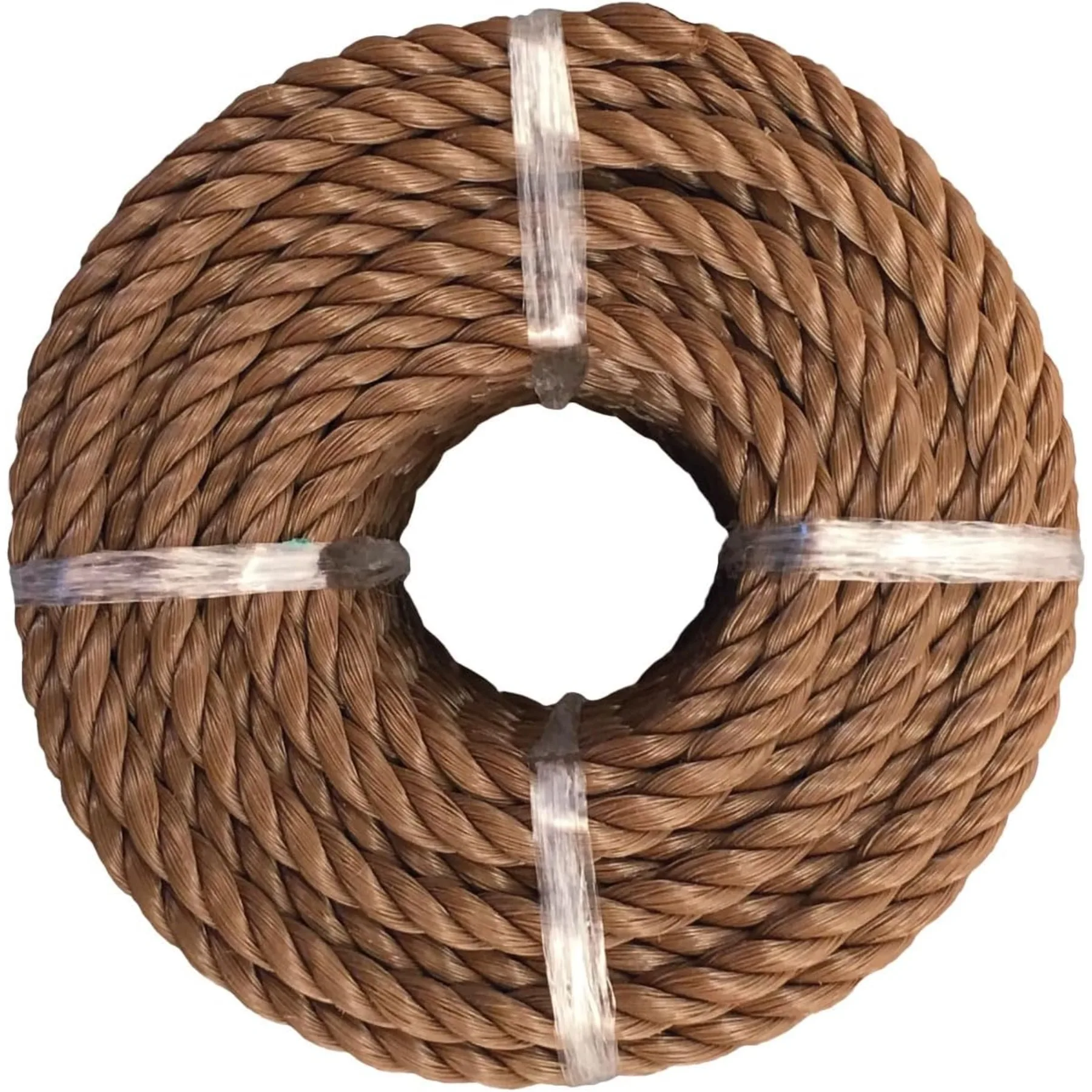 Витая полипропиленовая веревка, идеально подходящая для наружного использования, садоводства, ландшафтного дизайна и доставки, 1/2 на 50 футов, коричневая, 420 фунтов.