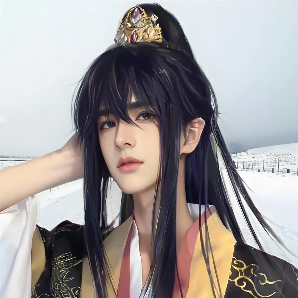 Wuxia Cosplay Wig for Li Xiangyi, Black Long Straight Hair with Clip Ponytail Unisex Ancient Style Full Head