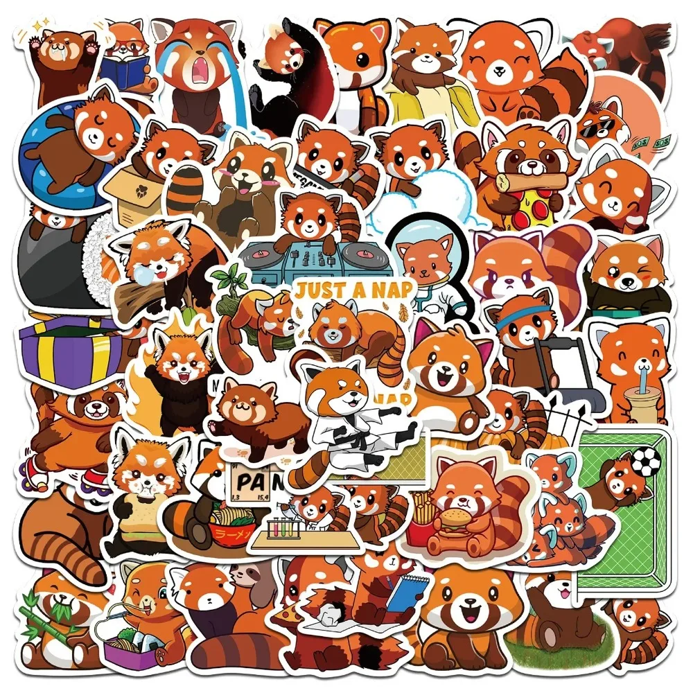 50PCS Cartoon Cute Red Panda Sticker Graffiti IPad Luggage Car Water Cup Guitar DIY Notebook Helmet Decoration