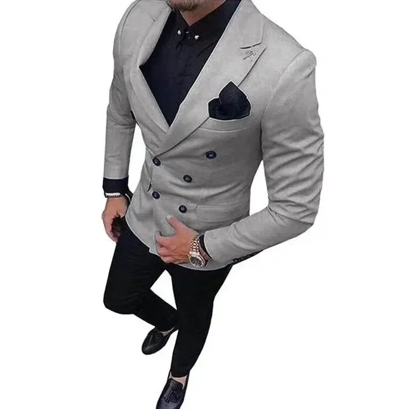 

High Quality Men's Slim Fit Tuxedo 2-Piece Set Peaked Lapel Business Blazer And Pants for Wedding Dresses Evening Party