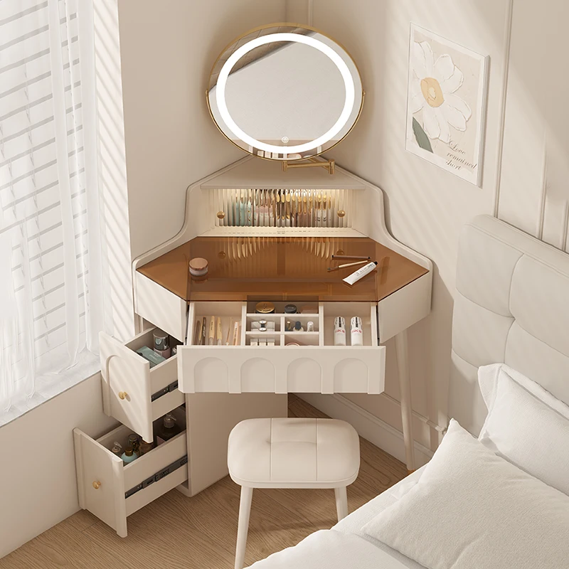 Meja Rias Rias Mewah Kursi Putih Samping Tempat Tidur Meja Rias Modern Belajar Furnitur Pernikahan Kayu Kopi Murah Nyaman