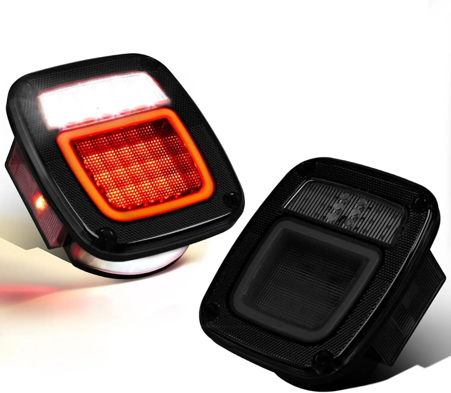 

2Pcs Square Smoked Lens LED Halo Tail Lights, Universal Fit for 1979-2006 Wrangler TJ/YJ/CJ5/CJ7, Trucks, Trailers