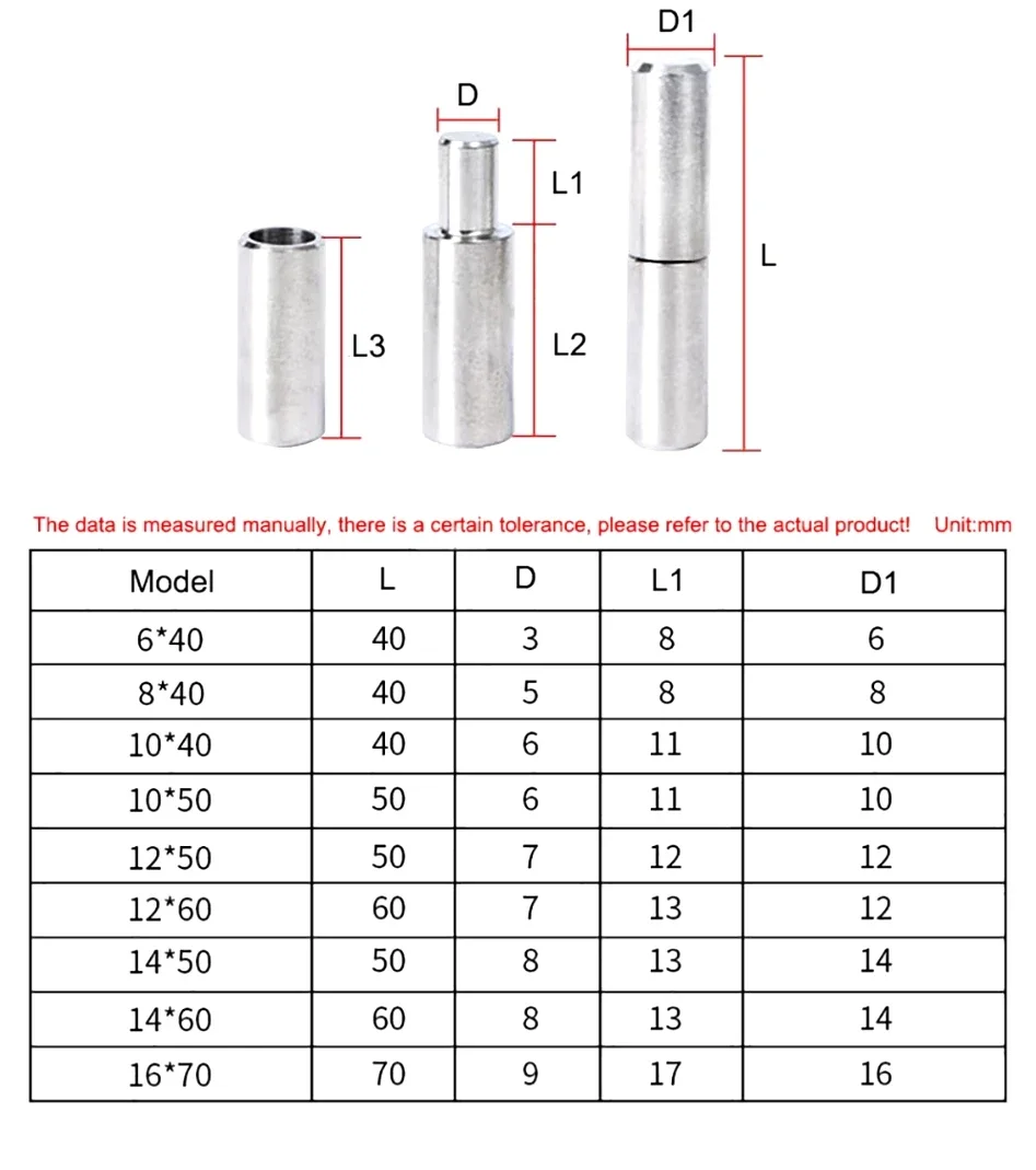 304 Stainless Steel Round Welding Door Hinge Heavy Duty Male Female Plug Door Shaft Cabinet Door Industrial HingeM6-M30