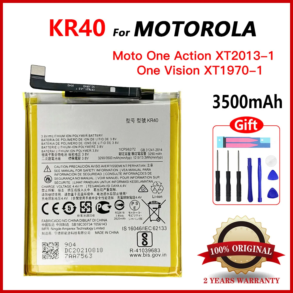 

Original New KR40 Battery for Motorola Moto One Action XT2013-1 / One Vision XT1970-1 Replacement Smart Phone Batteira Batteries