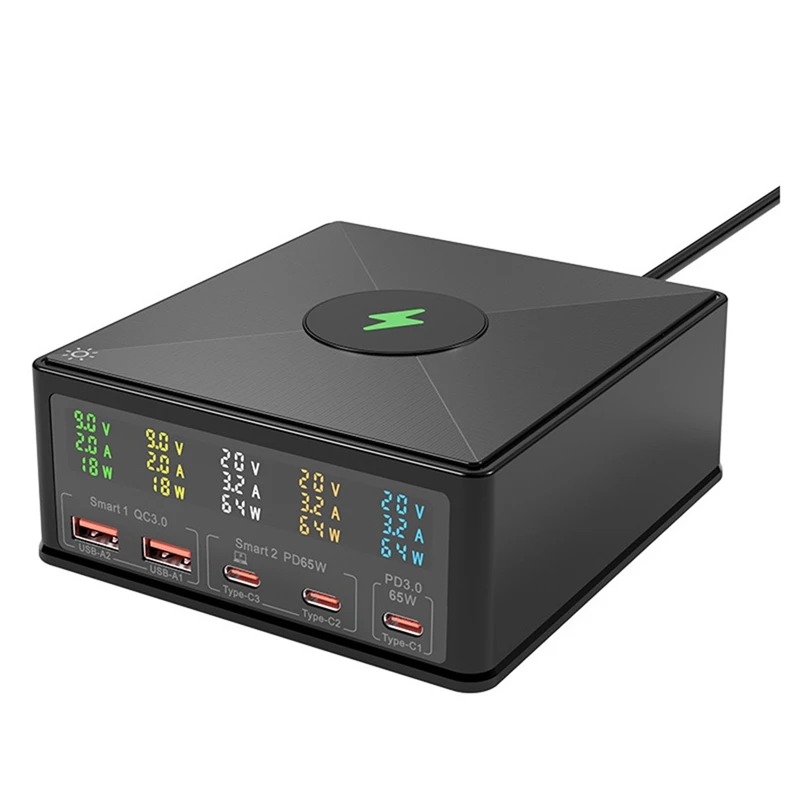 For Apple Huawei Charging Head 160W USB Multi-Port Intelligent Display Voltage Current PD20W Fast Charging