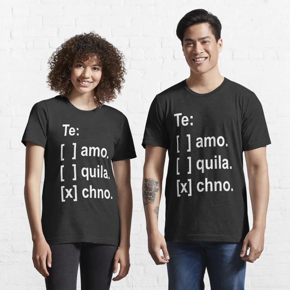 Te amo, tequila, techno checkbox Essential Unisex T-shirts for Man Woman Short Summer Tees Casual Cotton New Arrival Fashions