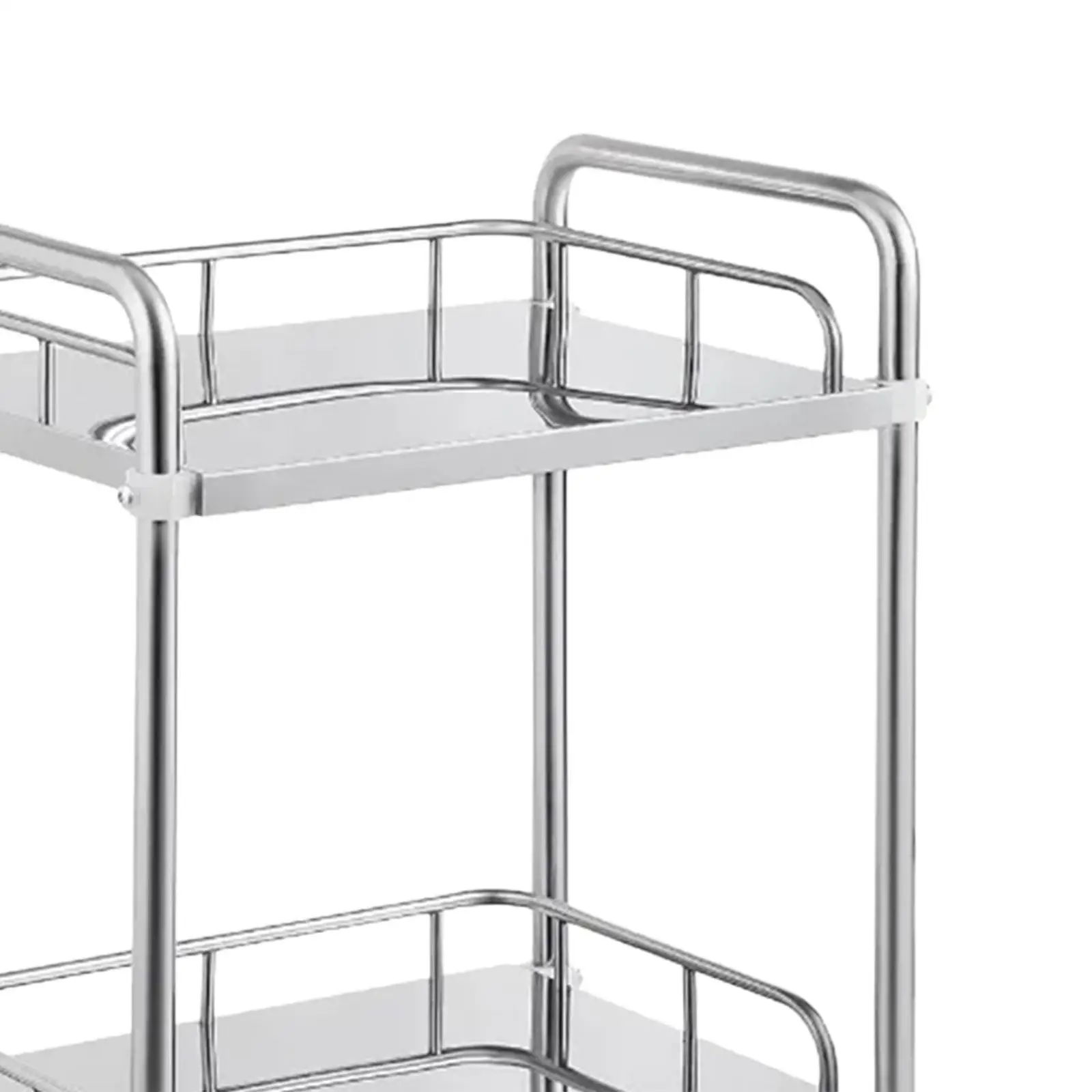 Ergonomic Stainless Steel Rolling Cart Two Layer Lab Trolley with Brakes for Office Beauty Salon