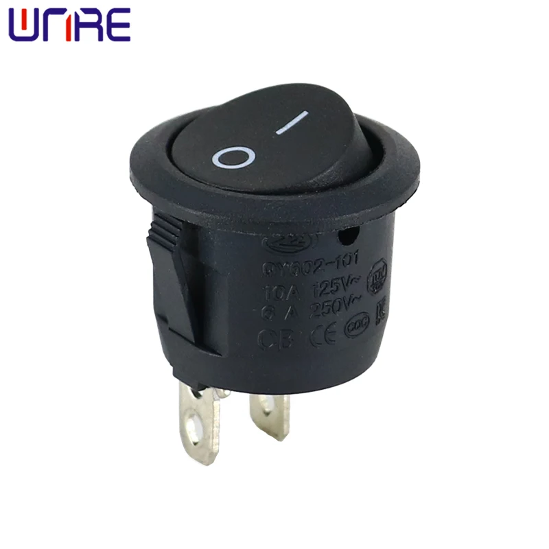 5Pcs  KCD2-101 Round Rocker Switches Mini Round Black 2 Pin ON-OFF Rocker Switch High Quality Switch