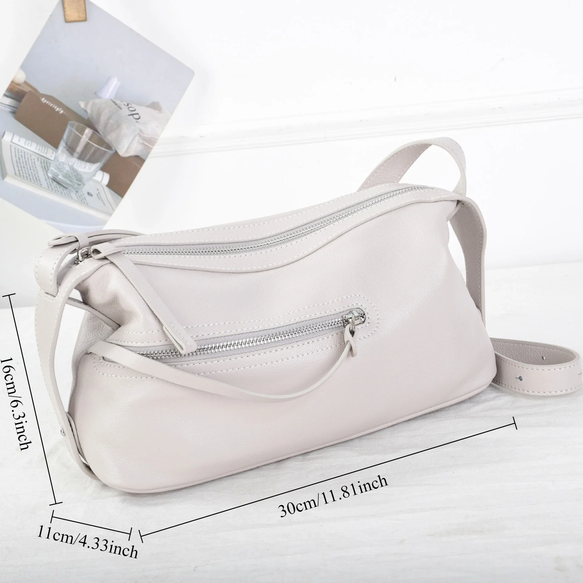 고품질 2025 럭셔리 소가죽 리얼 레더 크로스바디 볼링백 (여성용) - 이상적인 출퇴근 가방 & 여성 선물