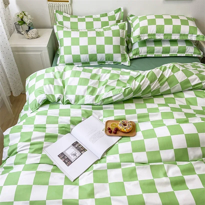 

Checkerboard Plaid Nordic Duvet Cover Set with Pillowcase Bed Sheet Single Double Queen King Size Bed Covers Grid Bedding Set