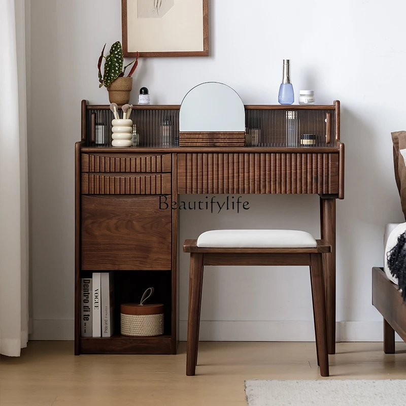 

2North American black walnut solid wood dresser bedroom Nordic medieval small apartment