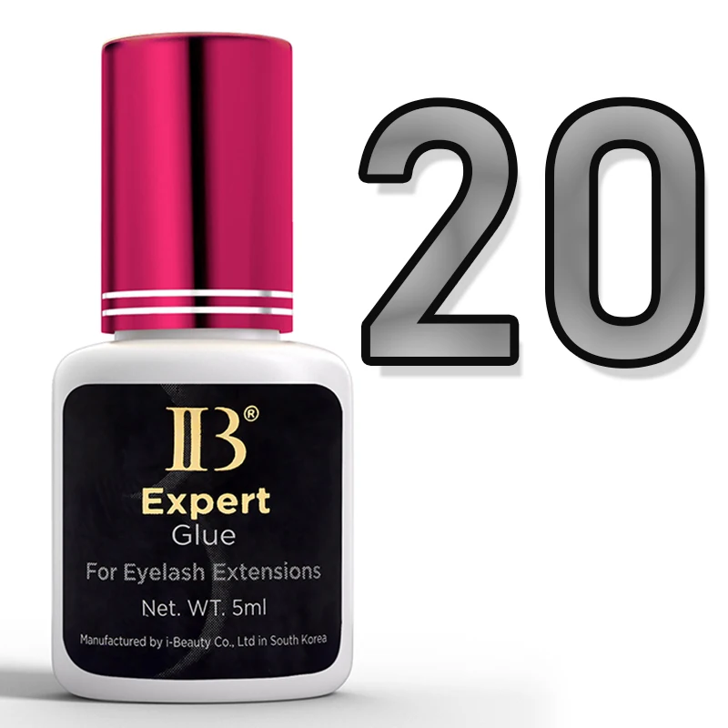 20 Bottles 5ml Korea IBeauty Expert Glue for Eyelash Extensions Original IB Wine Red Cap Lash Glue False Lash Adhesive Supplies