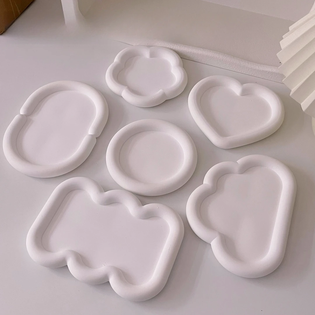 Handmade Aromatherapy Gypsum Tray Mold 6 Cloud Oval Love Plaster Tray Storage Silicone Mold DIY Creative Gift