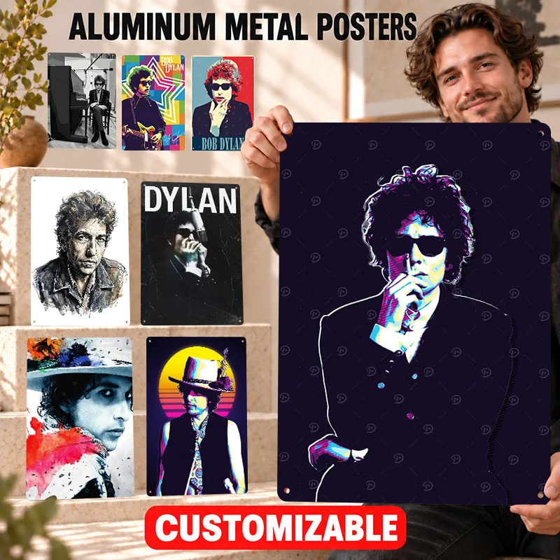 Bob Dylan Aluminum Posters Retro Album Inspired Portrait Collector Room Wall Art Personalized Metal Sign Gift For Music Lovers