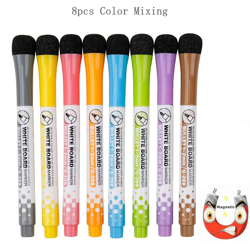 

8Pcs Erasable Markers Set Colors Magnet Whiteboard Ink Pens School Teacher Resources Children's Graffiti Kids Drawing