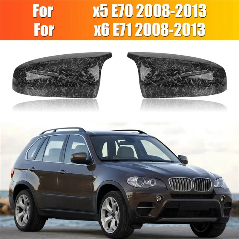 Forged Carbon Fiber Car Rearview Mirror Cover Wing Side Mirror Cap Forged Pattern for BMW X5 X6 E71 E70 2008-2013