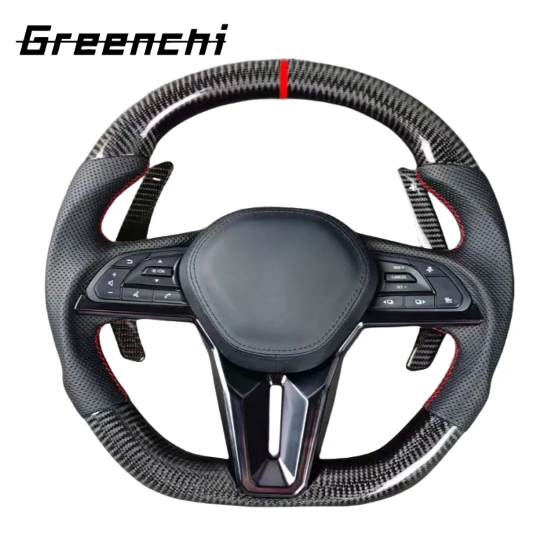 For Nissan GTR R35 Style Carbon Fiber Steering Wheel Upgraded Flat Bottomed Car Steering Wheel