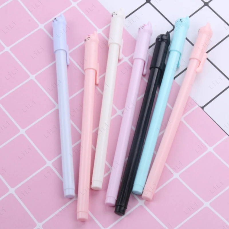 Caneta neutra balançante de cauda de gato fofa de desenho animado 0,5 mm Caneta de assinatura de tinta preta Presente criativo de papelaria para estudantes