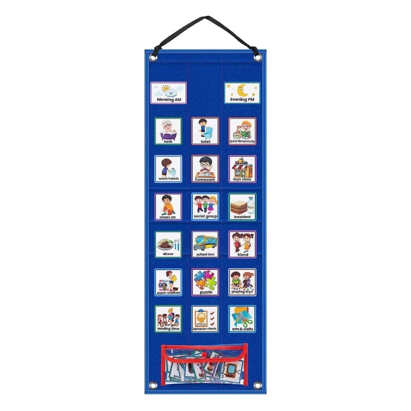 Daily Routine Pocket Chart with 70 Cards, Classroom Pocket Chart Dropship