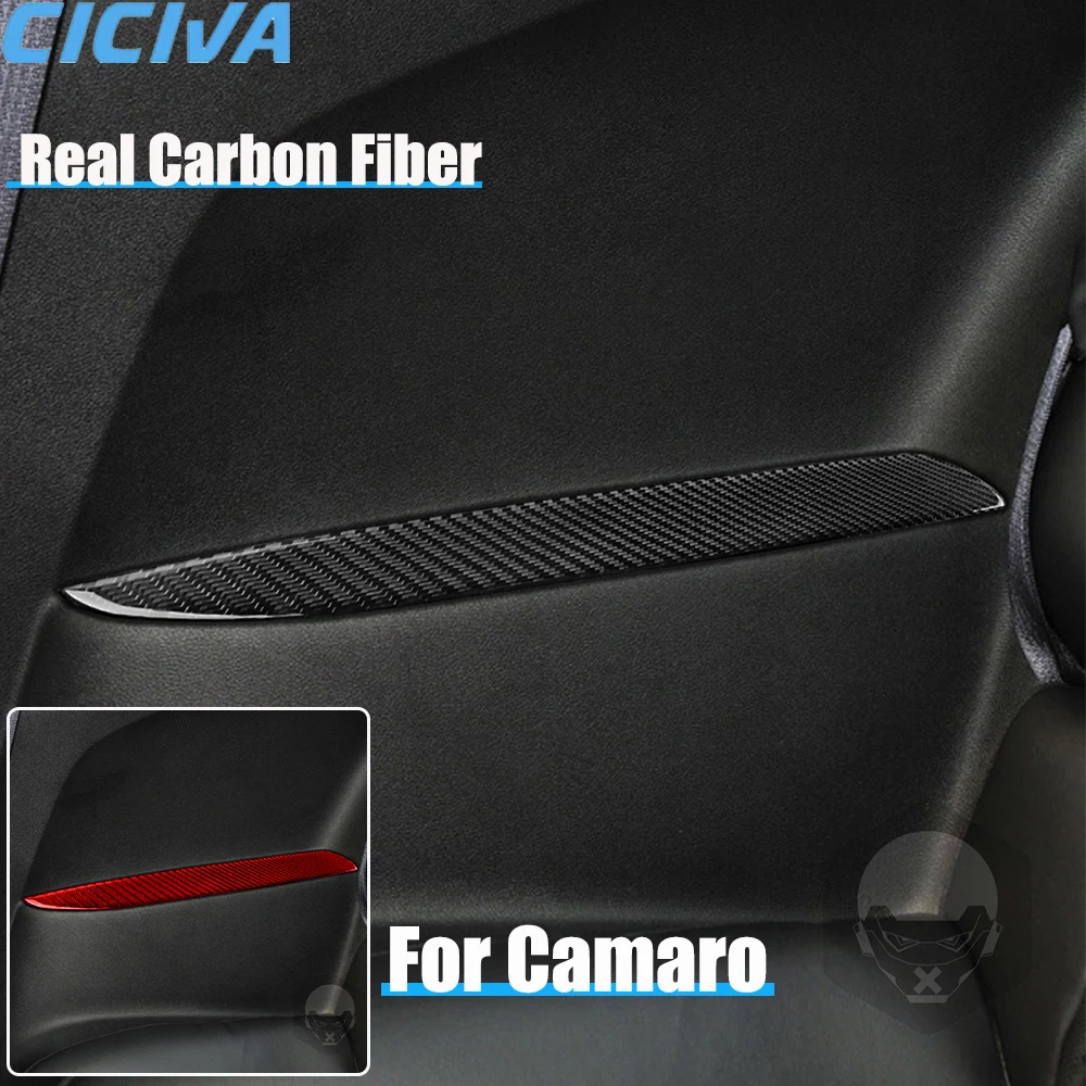 Real Carbon Fiber Car Accessories Rear Armrest Panel Trim Decorative Cover Soft Sticker For Chevrolet Camaro 5th Gen 2010-2015