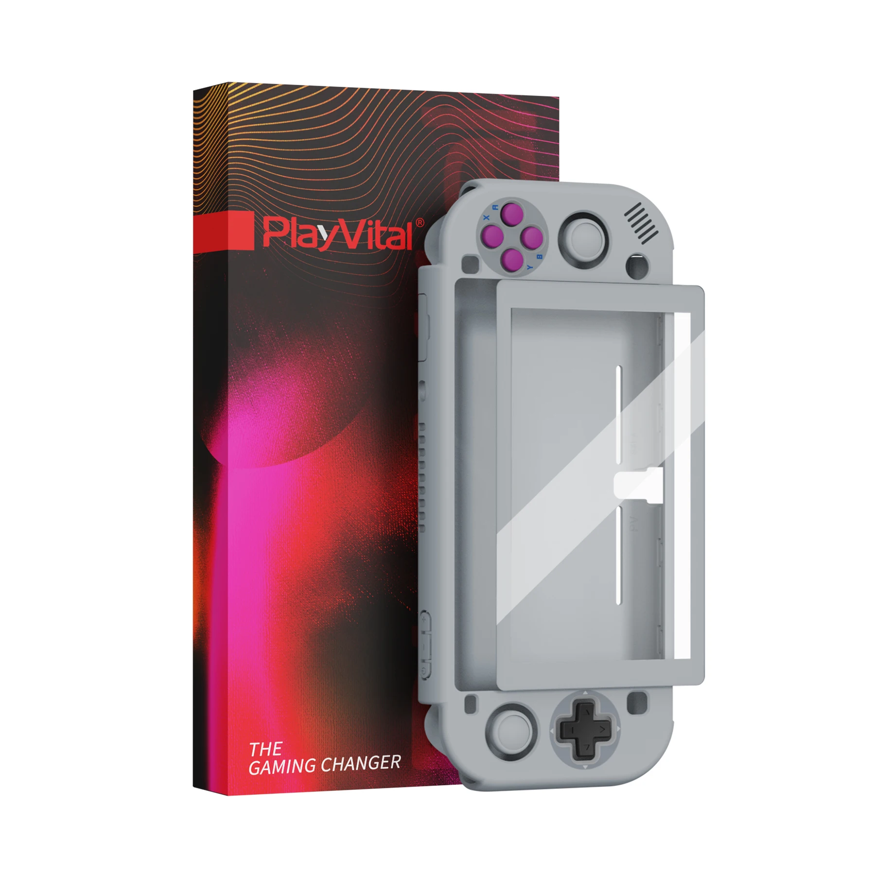 PlayVital ZealProtect NS 스위치 라이트용 인체공학적 보호 케이스(화면 보호기 및 엄지 그립 포함) - 클래식 1989 GB DMG-01