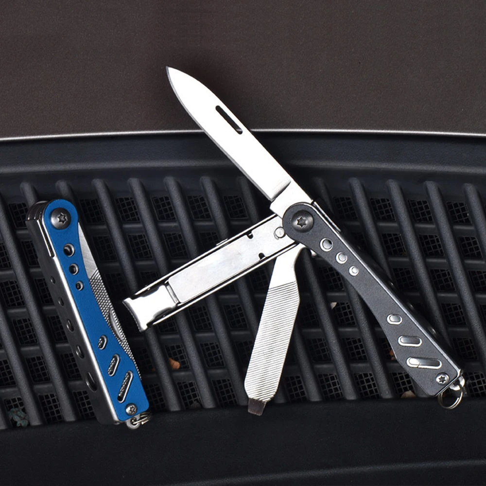 Multifunctional Folding Pocket Knife Portable EDC Stainless Steel Keychain Stationery Knife Outdoor Camping Multitool Cutter