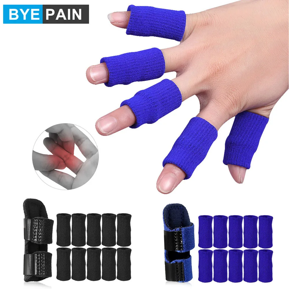 11Pcs/Set Finger Guard Sleeve Finger Splint Suit Adjustable Finger Support Splint for Trigger Finger Arthritis and Ligament Pain