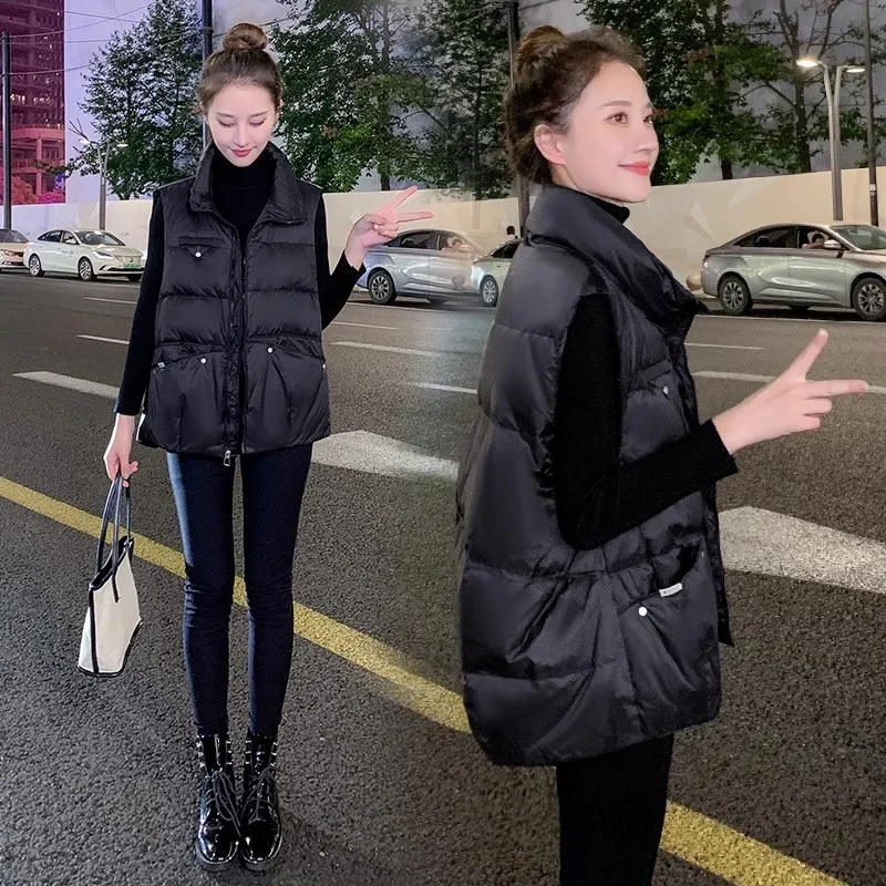 

plus Size 300 Pou Faionable Jaet Women's Thiened Vest Trendy Winter Outerwear Korean Sle Loose Fit Cardigan