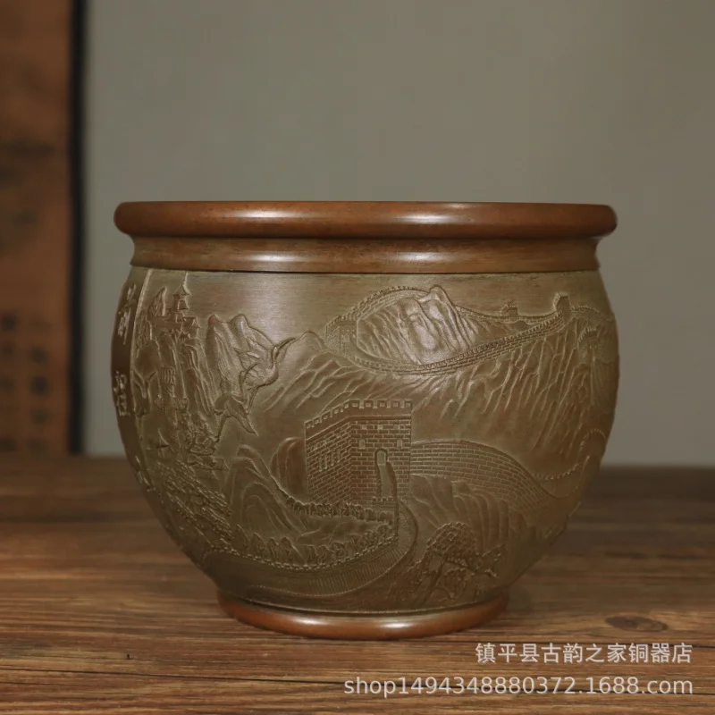 Pengcheng Wanli Rice Jar <Prosperous Future> Copper Ornament Craft Gift for Friends and Colleagues Livin