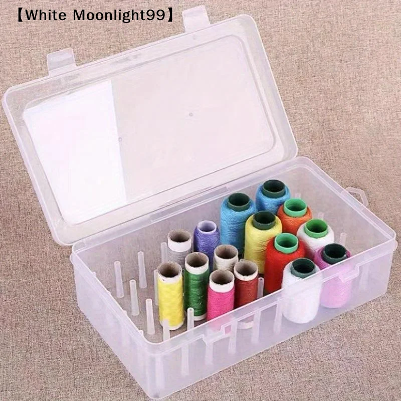 42 Roll Transparent PP Plastic Embroidery Sewing Set Storage Box Portable Large Capacity Sewing Thread Storage Case〔White〕