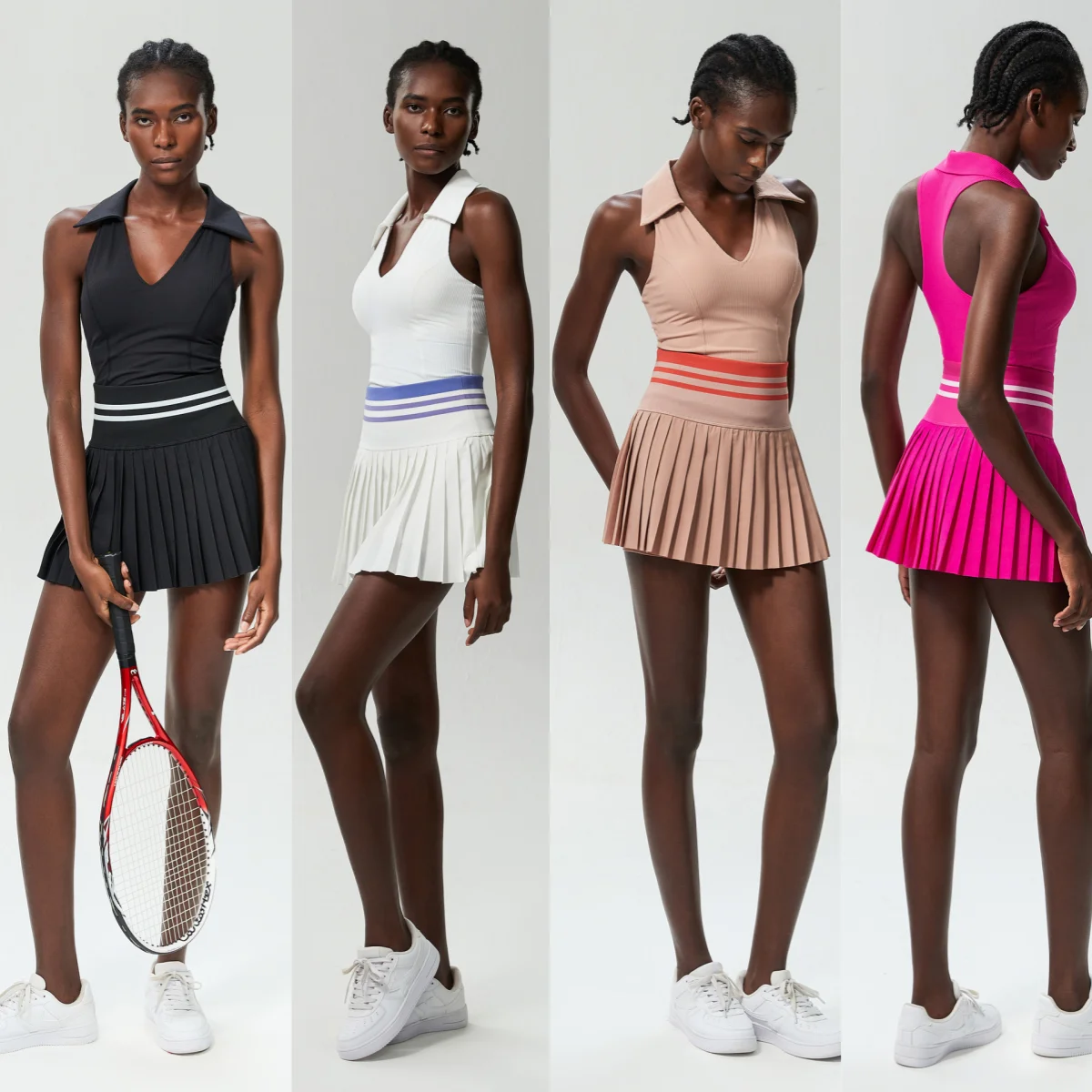 

Summer Outdoor Tennis skirt Set 2PCS Golf Badminton Yoga Clothes Running Sports Fitness Set Breathable Nude Clothes Women vest