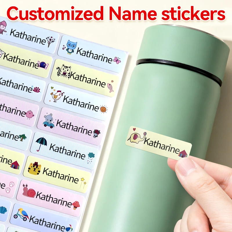 

‌Customized Waterproof Name Tags for School - Personalized Stickers for Kids, Lunch Boxes & Sports Bottles, Multilingual Labels‌