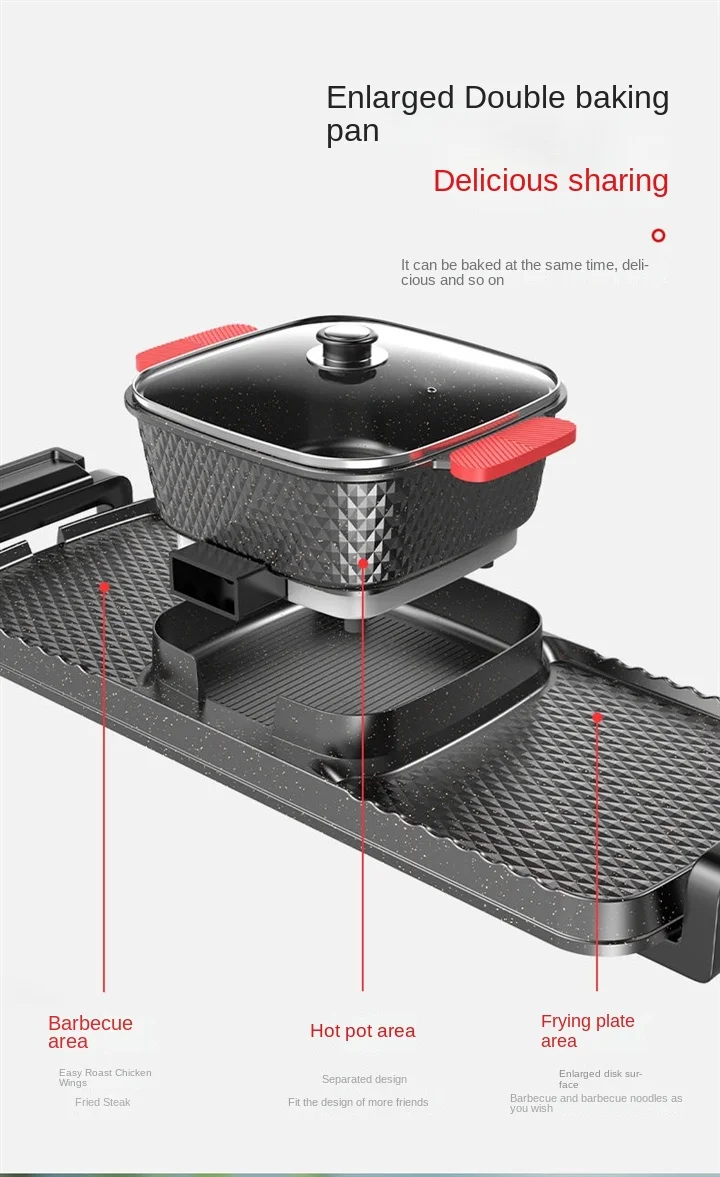 110V Multi-Functional Non-Stick Electric Grill and Griddle,Home Electric Griddle & BBQ Grill,Perfect for BBQ and Hot Pot