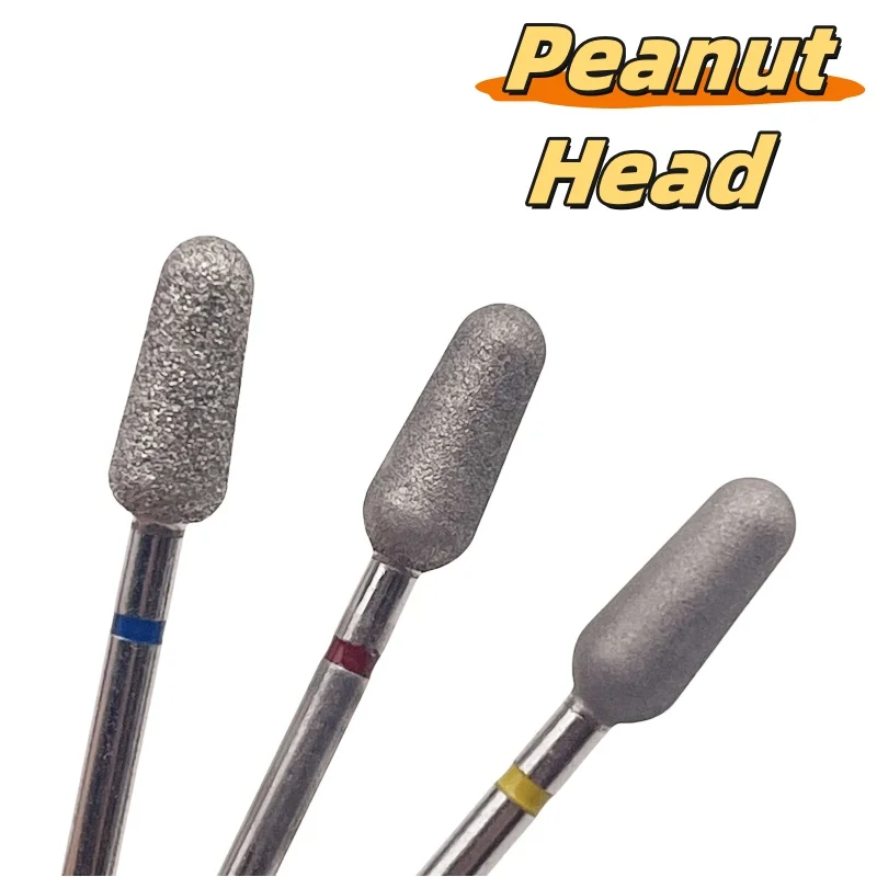 1 szt. Frez diamentowy do paznokci z główką w kształcie orzeszka ziemnego 5*12mm, frez do czyszczenia paznokci, frez do manicure rosyjskiego do skórek i martwego naskórka, przygotowanie paznokci do salonu.