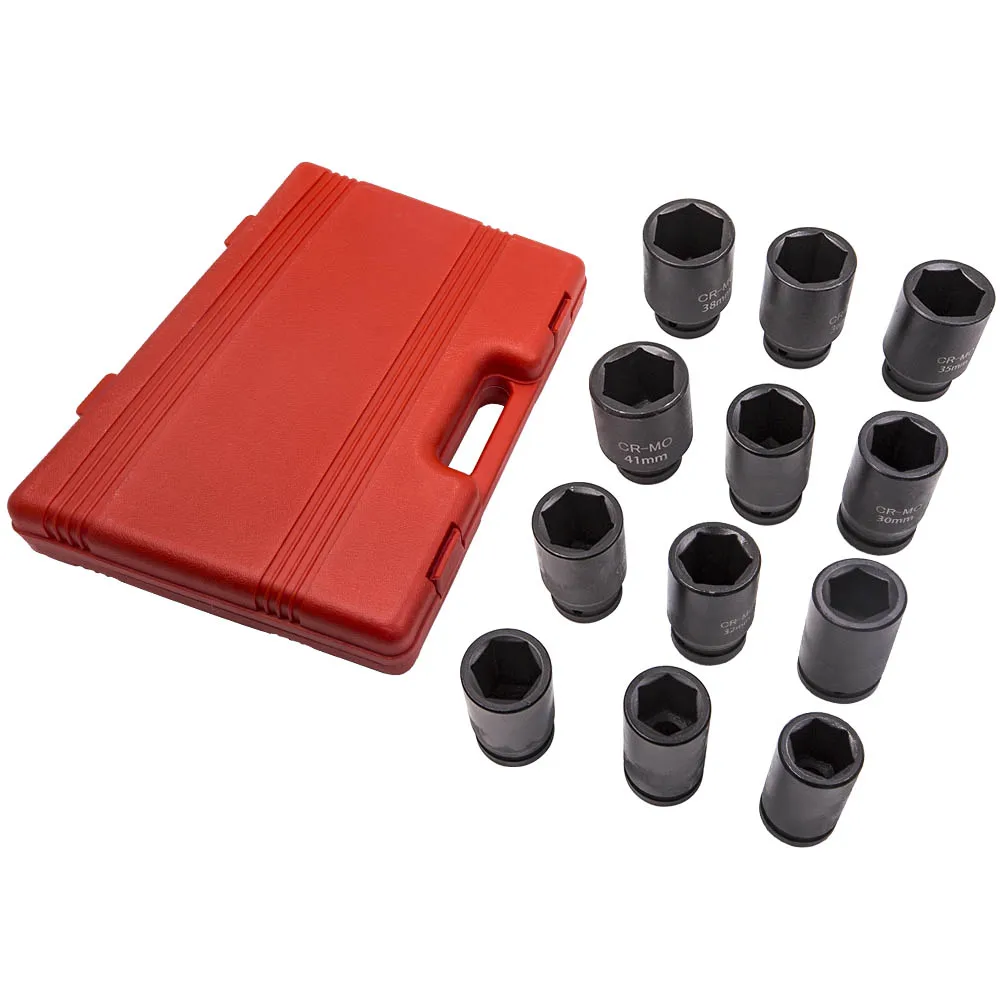 12pc 3/4 Inch Deep Impact Sockets Set Drive 6 point 24mm to 41mm 27mm 33mm 35mm