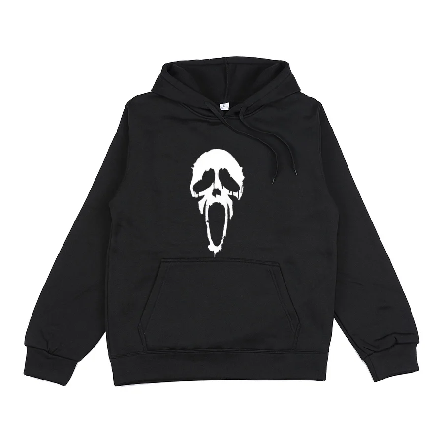 Skull Skeleton Printed Drawstring Hoodies Women Gothic Punk Streetwear Trend Oversized Loose Long Sleeve Sweatshirts