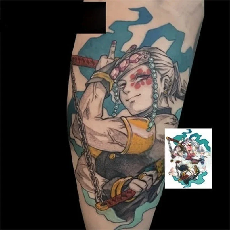 

Anime Uzui Tengen Temporary Tattoos for Woman Man Cartoon Colorful Body Art Waterproof Fake Tattoo Sticker