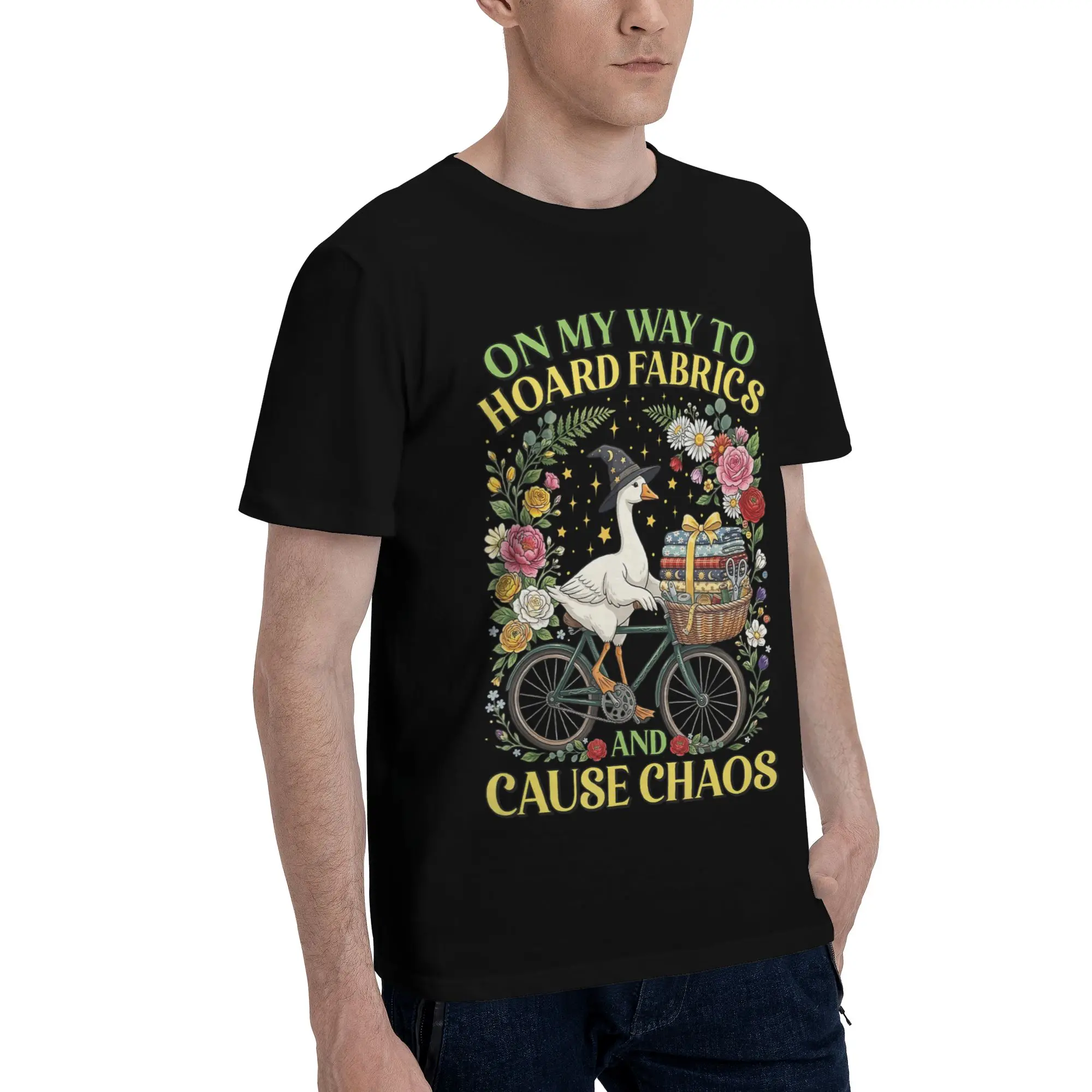 Men Women Graphic On My Way to Hoard Fabrics and Cause Chaos  Tee T Shirt Cotton  T-shirts Clothing
