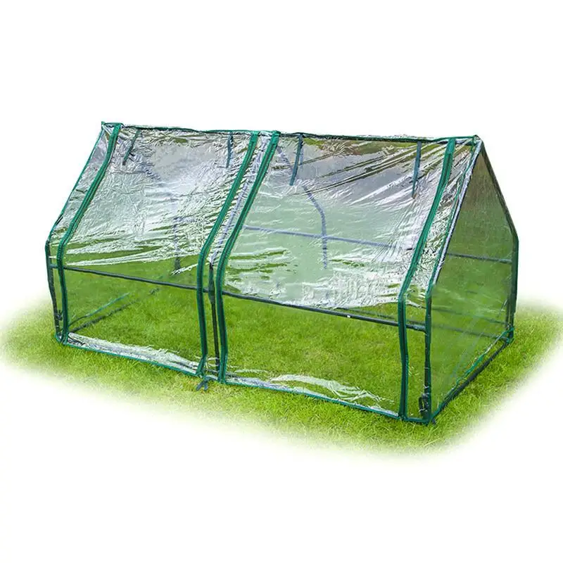 Portable Grow Tunnel Cover Mini Cloche Greenhouse With Zipper Doors Portable Seedling Rain Proof Polytunnel Green Houses