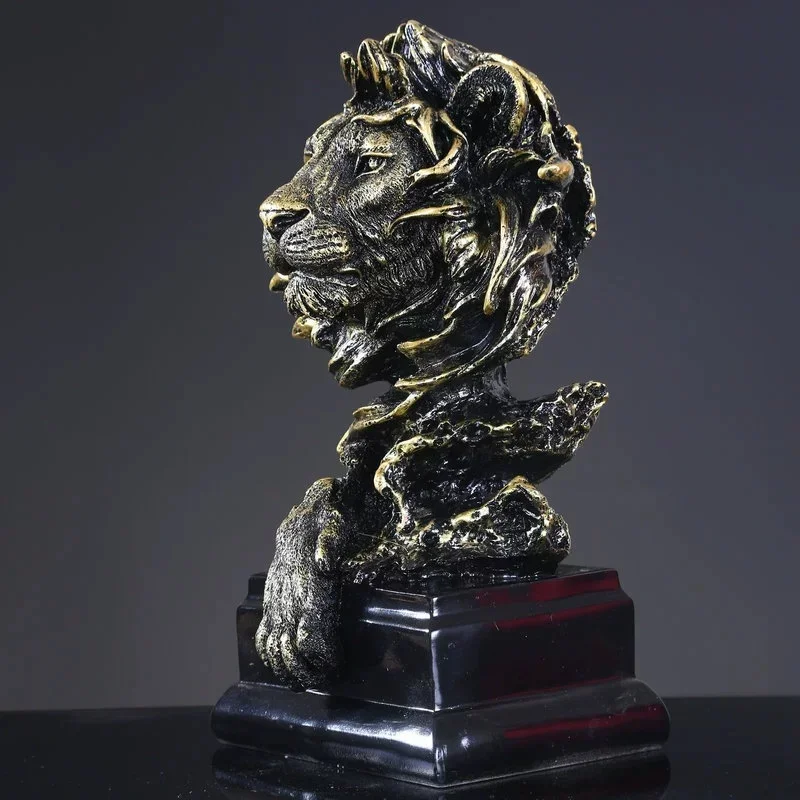 

office gift giving animal lion head resin desktop decoration craft ornaments Gift resin lion head statue home decoration