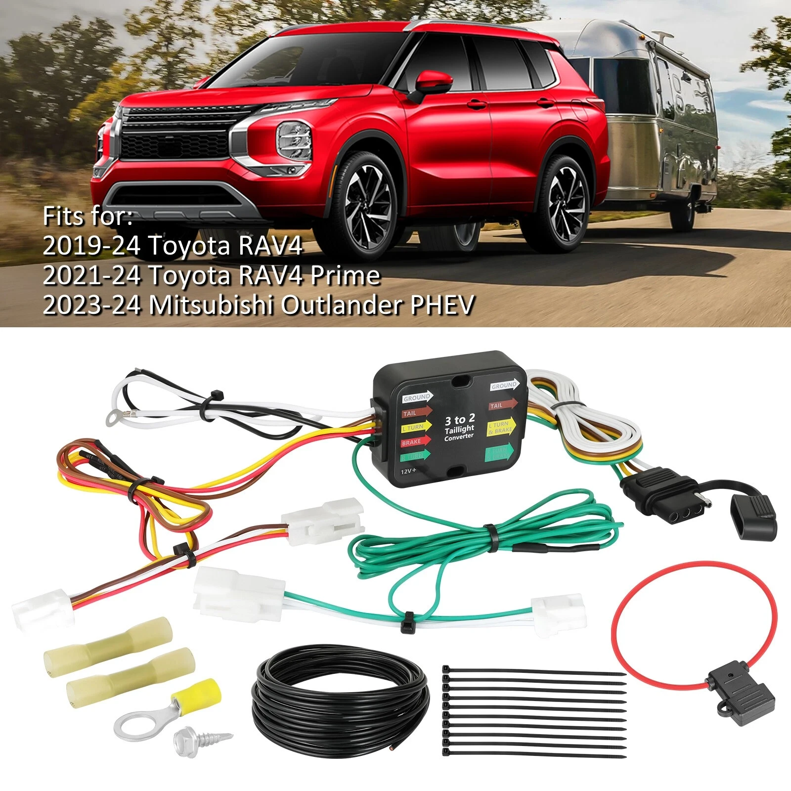 

Trailer Wiring Harness Kit 56434 For 2019-2024 Toyota RAV4 Plug & Play w/ 4-Way Flat T-connector 12V For 21-24 Toyota RAV4 Prime