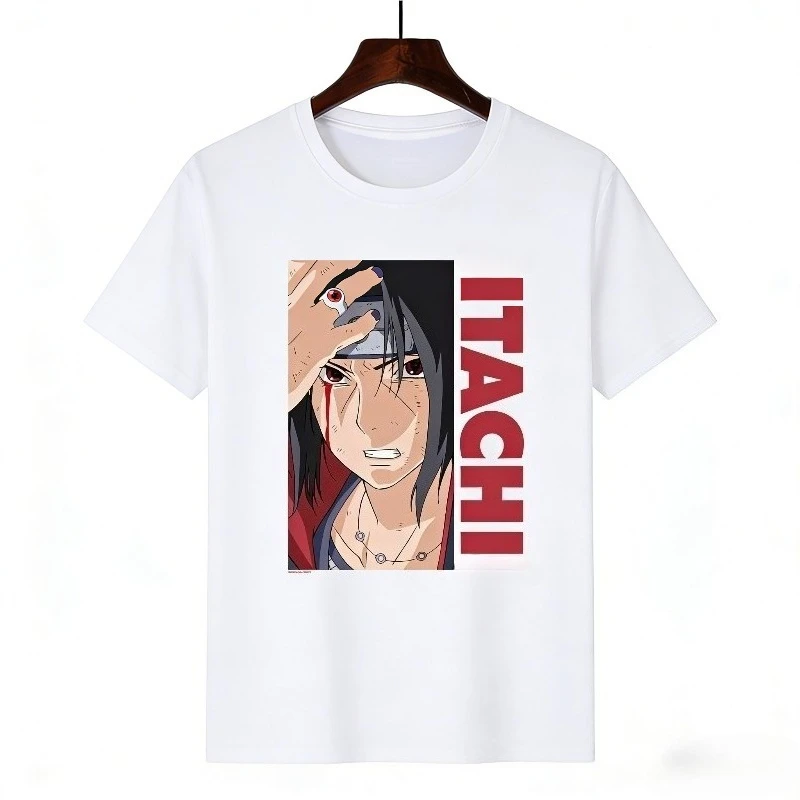 Naruto Sharingan Anime T-shirt for Men and Women, Akatsuki Ninja Pattern Street Top Fashion Cotton T-shirt