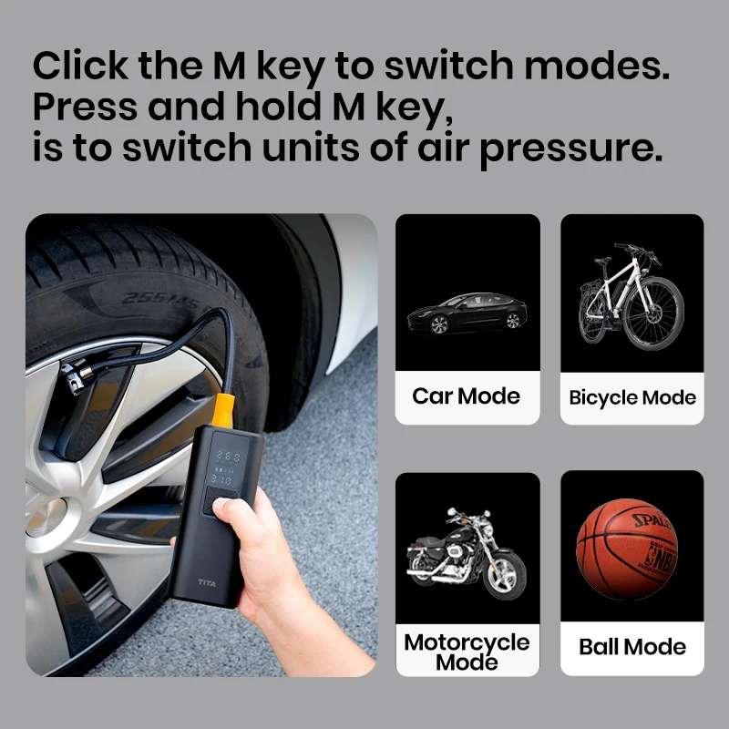 Portable Air Pump Built-in Hidden Storage Car inflator pump Car tire pressure display Electric car bicycle basketball electric i