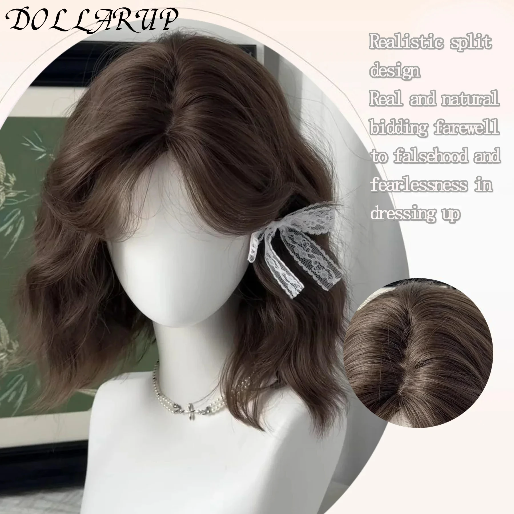 JKL شعر مستعار أسود قصير مجعد للنساء جودة عالية الاصطناعية الطبيعية موجة كبيرة أزياء السيدات شعر مستعار #4