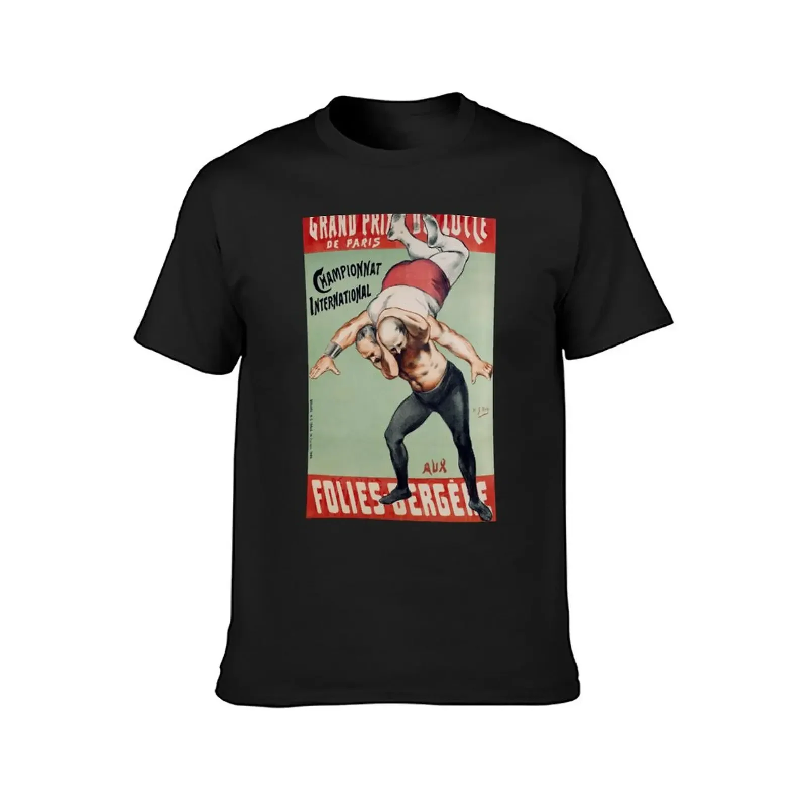 Grand Prix de Lutte de Paris Championnat International Aux Folies-Bergere Artwork T-Shirt street wear tee shirts for men